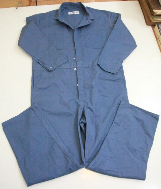 50R Red Kap Blue Coveralls Solid Snap Front Cotton Pockets 32" Inseam FRB18