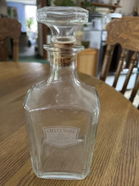 Cutty Sark Scots Whisky Clear Glass Bottle with Stopper & Logo,