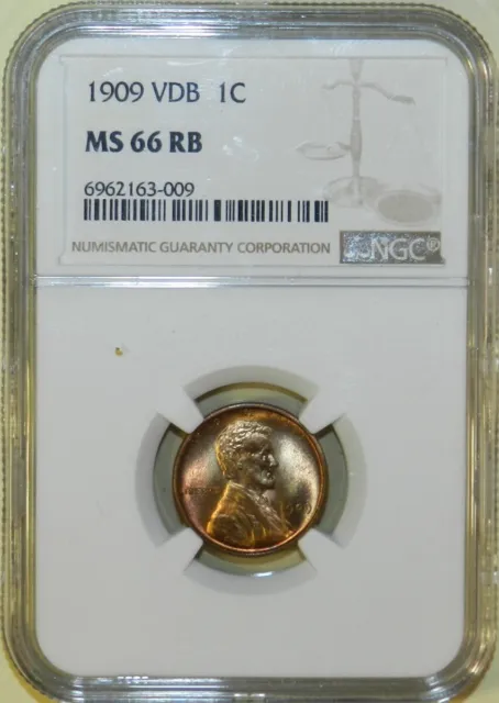 1909 P VDB Lincoln Cent MS66 RB NGC BU Unc Red Brown Wheat Penny [446]