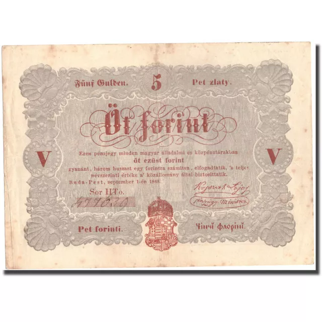 [#215261] Banknote, Hungary, 5 Forint, 1848, 1848-09-01, KM:S116a, AU