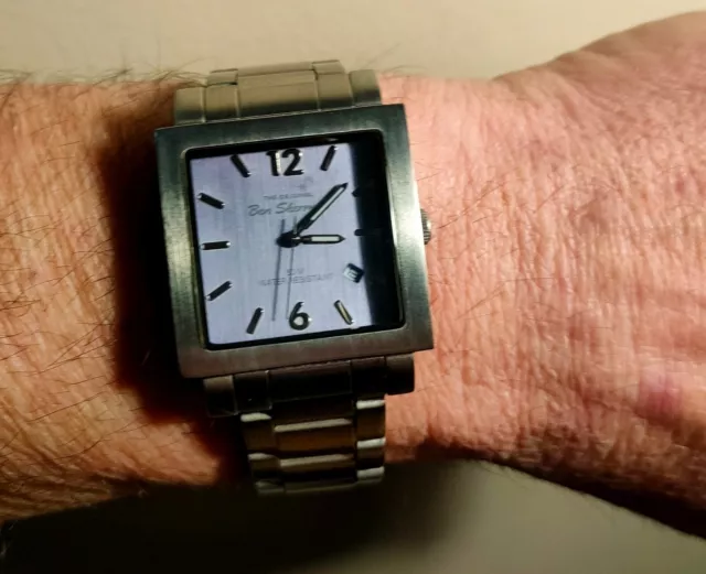 GENTS BEN SHERMAN Square Quartz Watch With Date 50M Wr Lilac Dial