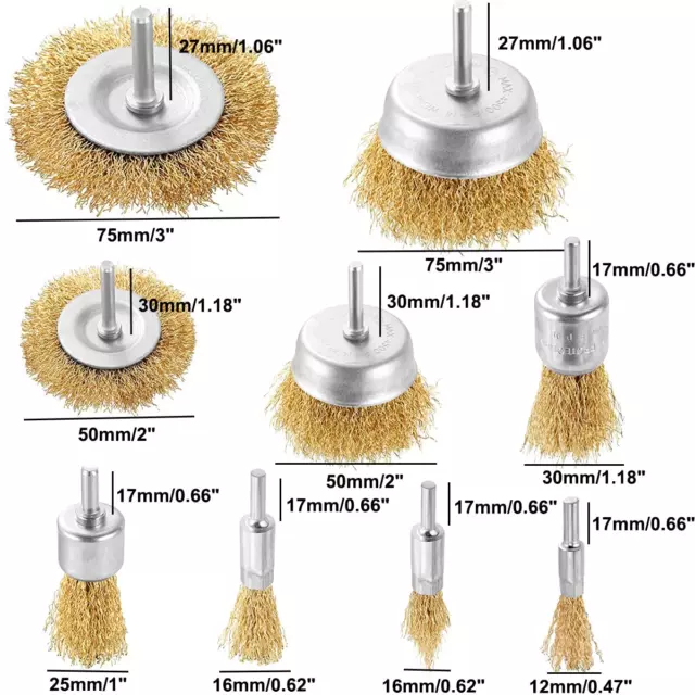 Wire Brush Wheels Steel Cup Brush Set 9-Piece Wire Power Brushes for Drills