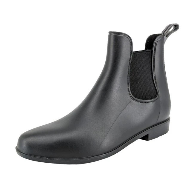 A New Day 10 Black Side Gore Stretch Almond Toe Ankle Rain Bootie Rubber Outdoor