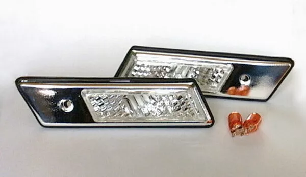 1 paio frecce laterali bianche con alloggiamento cromato per BMW Serie 3 E36, Serie 5 E34, Serie 7 E32