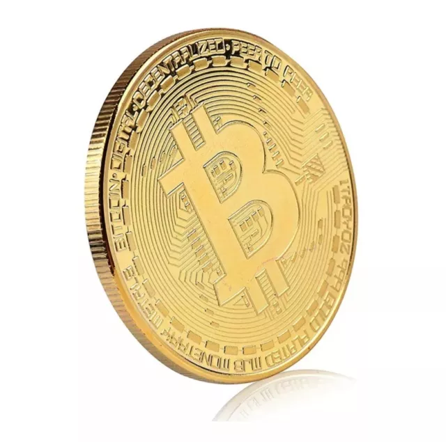 Moneda de Bitcoin, blíster de chapada de oro, colección de arte