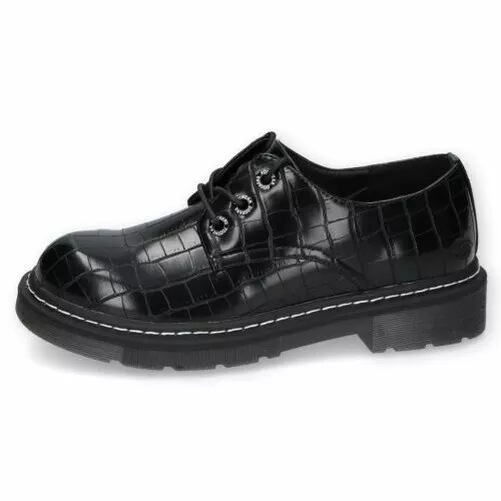 Dockers De Gerli Mujer 45TS207 Zapatos Cordones/Zapato Negro Charol Aspecto