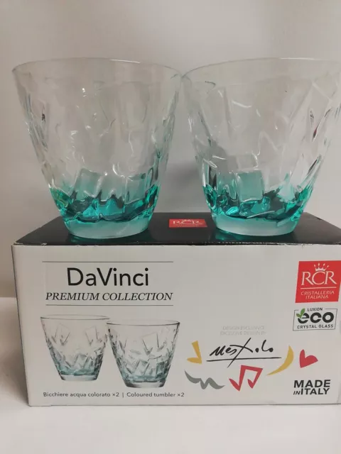 2 BICCHIERI DA Acqua CRISTALLO RCR DAVINCI DESIGN UGO NESPOLO GLASS DA VINCI