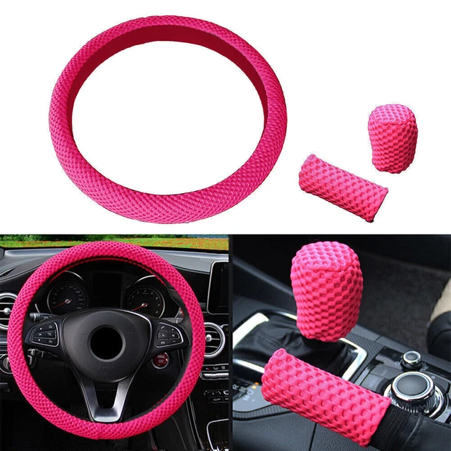 1x Red Car Steering Wheel Cover For 15"/37-38CM Mesh Cloth Good Grip Accessories
