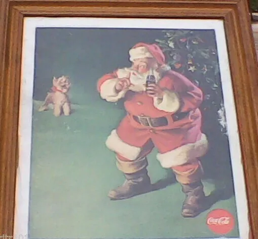 Life Magazine Print Ad Dec 22 1961 Coca-Cola Framed Santa Terrier 15"X12"