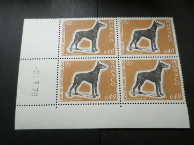 Monaco 1970, Briefmarke 816, Ecke Date ', Hundes Dobermann, Neu, MNH Stamp