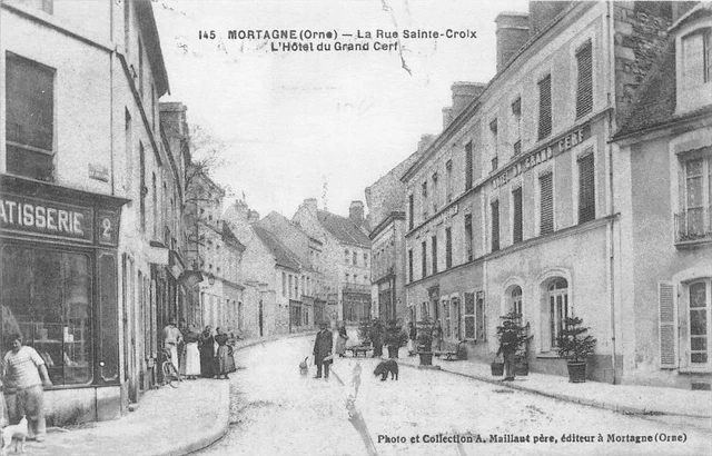 Cpa 61 Mortagne La Rue Sainte Croix Hotel Grand Cerf