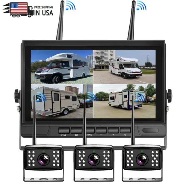 Digital Wireless 7" Quad Monitor DVR 3x AHD Reversing Backup Cameras Caravan Rv