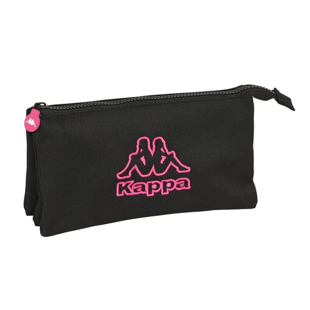 Dreifaches Mehrzweck-Etui Kappa Black and pink Schwarz [22 x 12 x 3 cm]