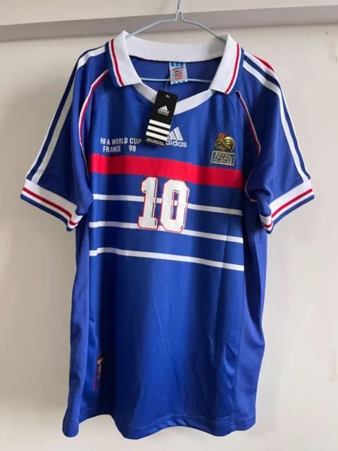 1998 Copa del Mundo Camisa Francia Zidane 10# Camiseta vintage azul 3