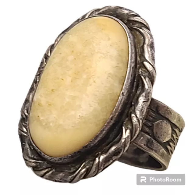 Cochiti Pueblo Dennis Smith Sterling Silver Arizona yellow quartzite Ringsz9 3