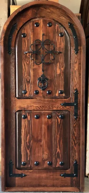 Rustic Spanish reclaimed lumber arched top door solid wood storybook castle