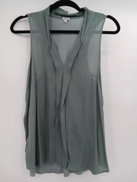 Splendid Womens Top Size Small S Green Sleeveless V-Neck Ruffled Sheer