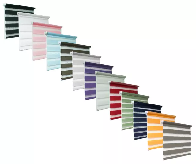 Day and Night Zebra Window Roller Blinds 13 Colours, Many Sizes, 150cm Drop