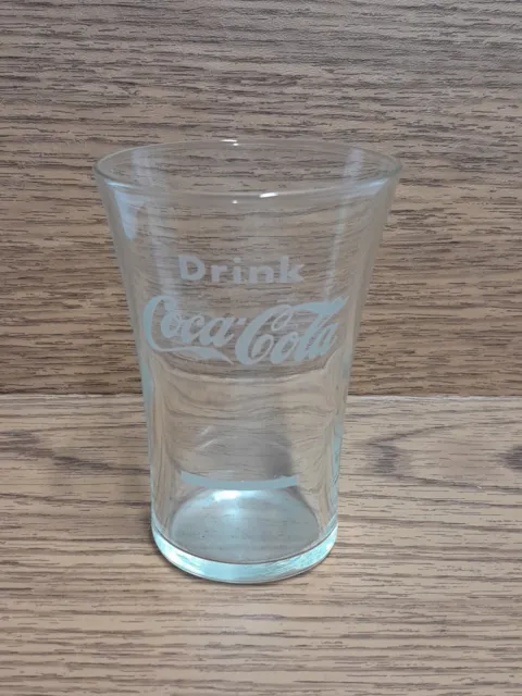 DRINK COCA COLA 3.75" GLASS SYRUP LINE  Etched FEDERAL SHIELD 1950'S