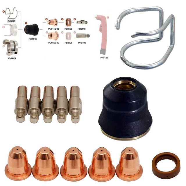 Kit consommable torche plasma avec 13 électrodes PR0110 et PD0116 08 buse
