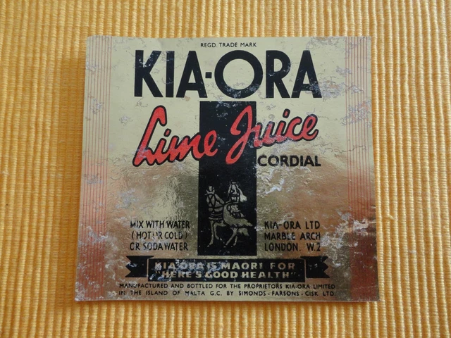 Vintage Malta Farsons Kia-Ora Lime Juice Label
