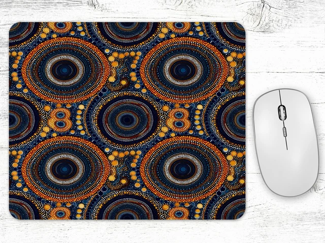 Aboriginal Art Inspired Indigenous Print Neoprene Mouse Pad Mat #1