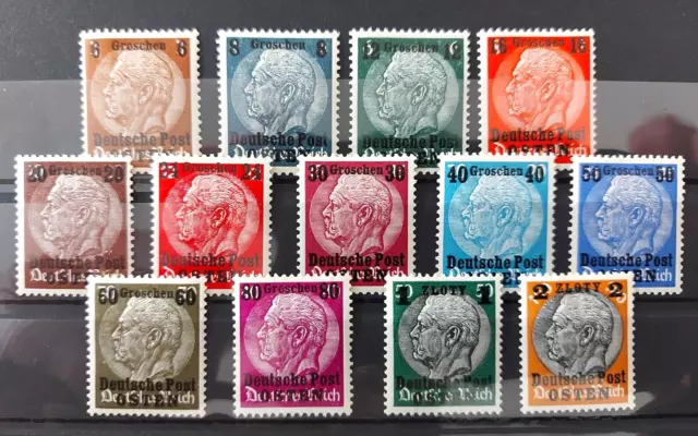 German Oc/Poland / Osten 1939  Set Of 13 Hindenburg Stamps Mh (G185)