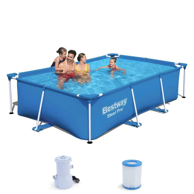 BESTWAY 56403 STEEL Pro Frame Swimmingpool mit Pumpe rechteckig