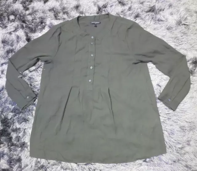 Banana Republic Womens Blouse Large Olive Green Shirt Button Up Top Long Sleeve