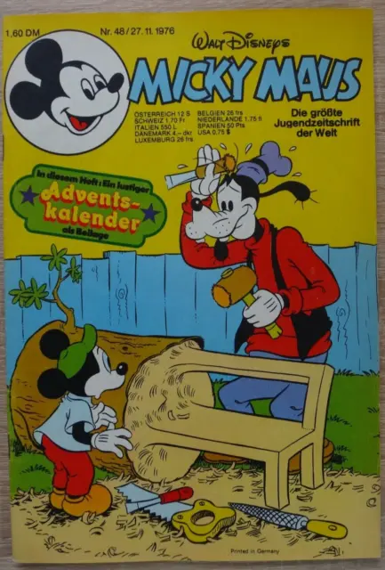 Micky Maus  1976   Nr. 48   mit Beilage    Adventskalender    Ehapa