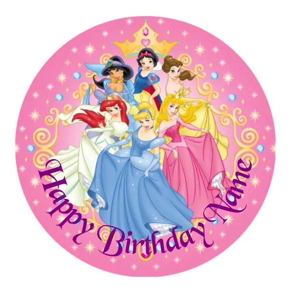 Disney Princess Personalised Edible Birthday Party Cake Decoration Topper Image