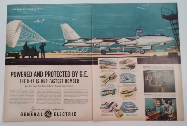 General Electric Print Ad Original Rare Vtg 1950s Jet Engine Boeing B-47 Ritz