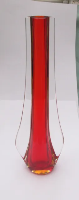 Murano Double Sommerso Bud Vase - Red & Gold