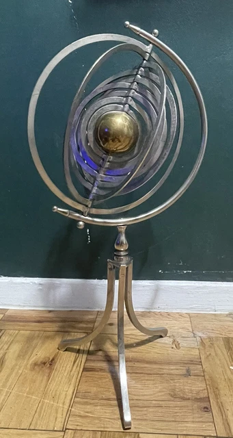 CIRCA 1900 COPERNICAN BRASS & STEEL ARMILLARY SPHERE GLOBE 25” Tall 13” Diameter