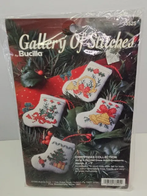 Kit de Colección Bucilla Galería de Puntos Adorno de Navidad Punto de Cruz 1995