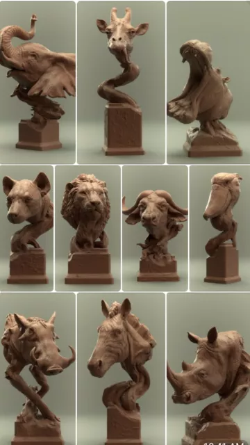 3D Model Collection STL Files for CNC Router Laser & 3D Printer 10 Animals Pack