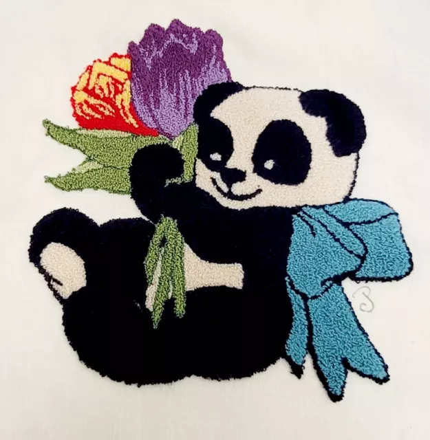 De colección Needlepoint Punch Panda Tulipanes 2 Marco o Almohada o Sobre Chaqueta, etc.
