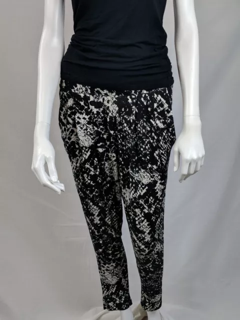 Willow & Clay Womens Black & White Comfy Stretch Pleated Pants Sz S $78