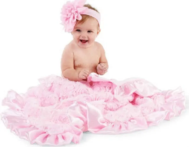 Mud Pie Plush Shabby Baby Girls Pink Chiffon Rosette Satin Blanket ~ Newborn