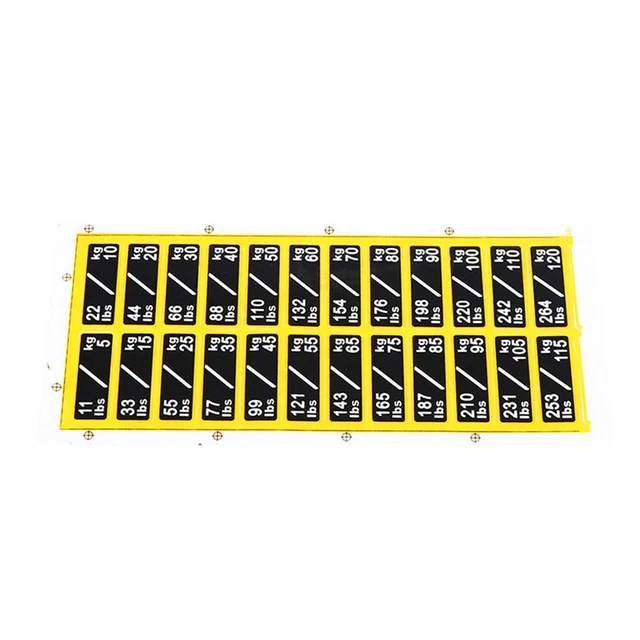 Etichette Adesive Per Pesi Palestra - Numeriche, Antiusura, Per Organizzare Attrezzature (es. 5 Kg Nero/giallo)