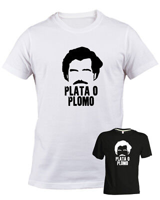 T-shirt PLATA O PLOMO Pablo Escobar grigia con e senza cappuccio serie tv Narcos
