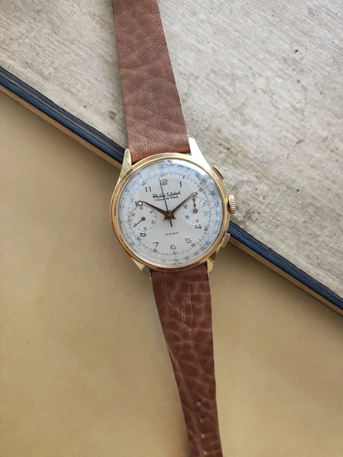 Vintage Chronograph Philip Watch Valjoux 22 Jumbo 39mm Oversize Rare