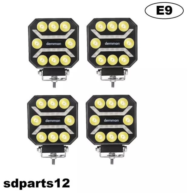 4x Phares de Travail LED 12/24V 27W E9 Feu Spot + Position Blanc VTT 4x4 Camion