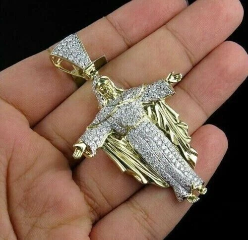 Véritable Moissanite pour homme 2,50 ct Jésus pendentif à breloque en...