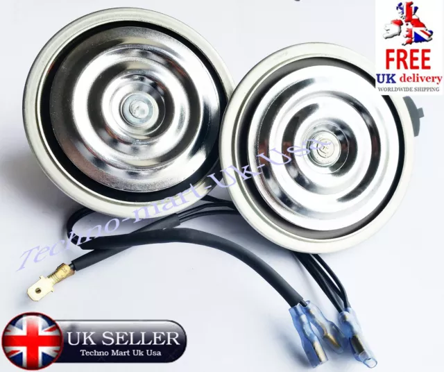 Pair Horn Universal Motorbike Motorcycle Bike Horn 12V  Best Quality Chrome @ Uk