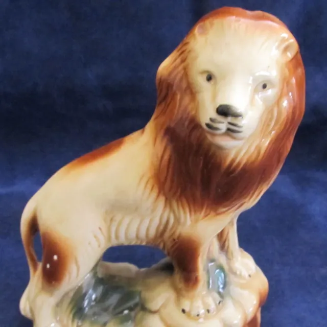 Vintage Ceramic Lusterware Lion Figurine Statue Made in Brazil