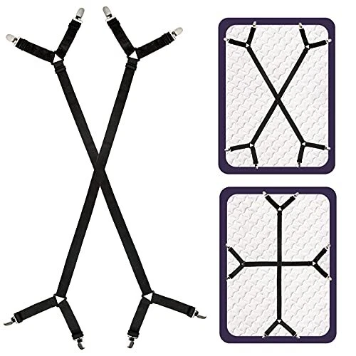 Bed Sheet Straps, 2 Pack Fitted Bed Sheet Fasteners Clips Adjustable Cr...