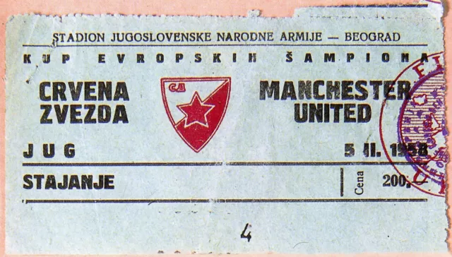 MANCHESTER UNITED v RED STAR BELGRADE 1958 European Cup Match Ticket reprint