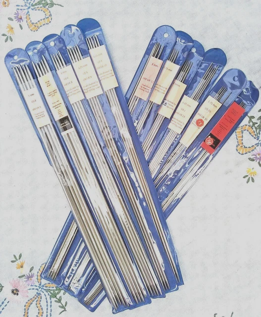 Knitting needles double pointed 14 inch/35cm set 5 steel/Prym & Pony aluminium