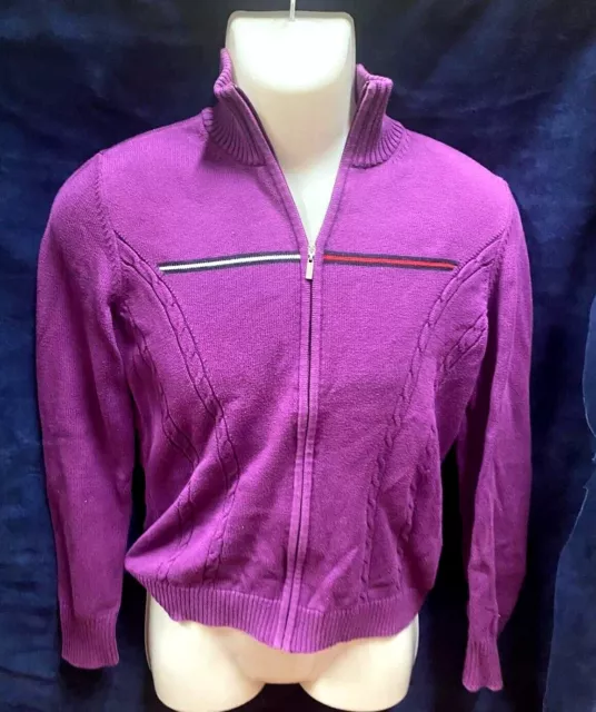 Tommy Hilfiger ⭐ Original ⭐ Pull Femme Violet M Chemise Pull Villapaita Trui